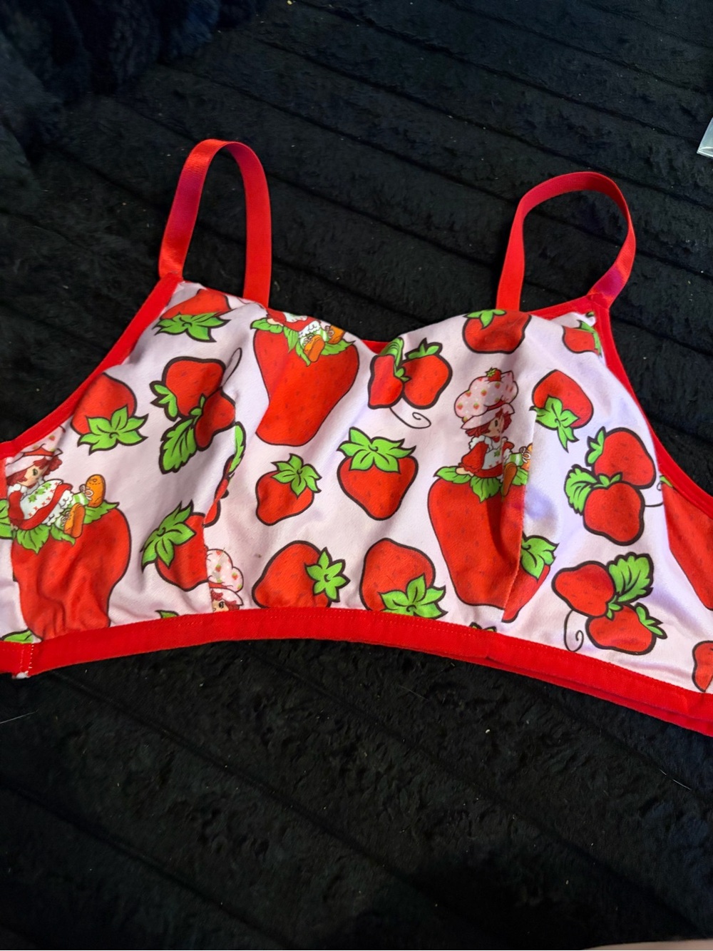 Strawberry Print Bralette - Red & Pink